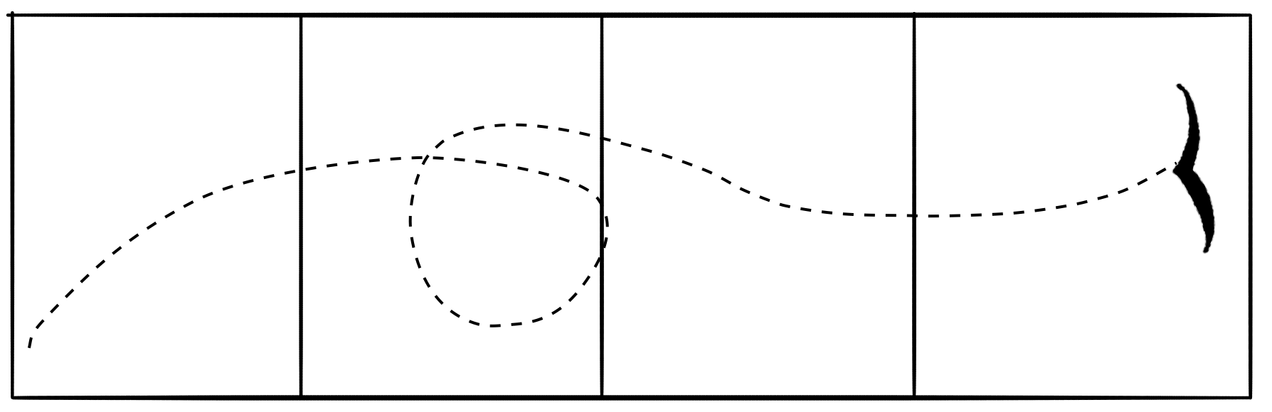 This image shows a bird flying through a series of boxes, identifying its flying pattern.